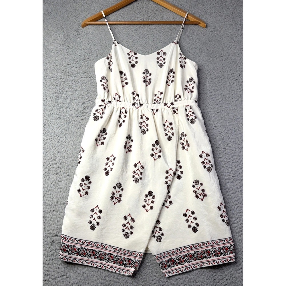 Madewell Dress Womens Size 0 White Floral Silk Lining Polyester Sleeveless Dress